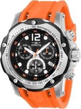 Invicta 20072 Men's 51mm Speedway Chronograph Black Dial Orange Silicone Watch