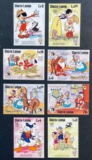 SIERRA LEONE TWAIN & GRIMM DISNEY STAMPS 1985 MNH QUOTES DONALD RUMPELSTILTSKIN