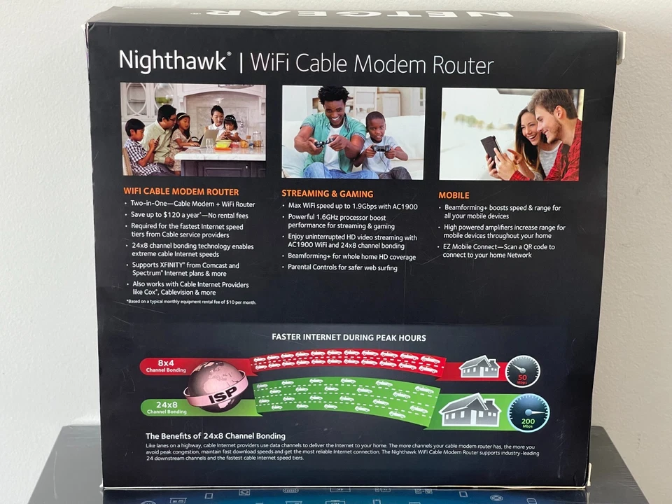 NETGEAR Nighthawk AC1900 C6900 Wi-Fi Cable Modem Router Dual Band Wired Wireless - Image 2 of 4