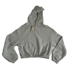 Light  Shade Women's Cropped Top Hooded Sweatshirt, Light Grey M UK