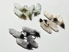 Mop Fly mixed dozen, beige, lt green, Grey Dubbed Collars size 12, Trout - Bass!