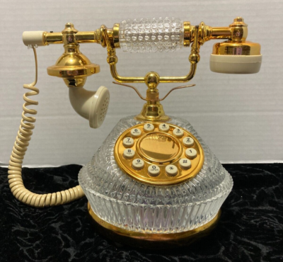 【新品】old church's 3都市 SHANNON 65F 25cm Vtg Godinger Shannon Irish 24% Lead Crystal Telephone Phone