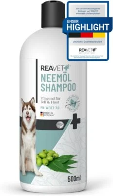 BESUCHE DEN REAVET- ReaVET Hundeshampoo gegen Juckreiz 500ml - Neemöl Shampoo gegen Milben, Flöhe, Z