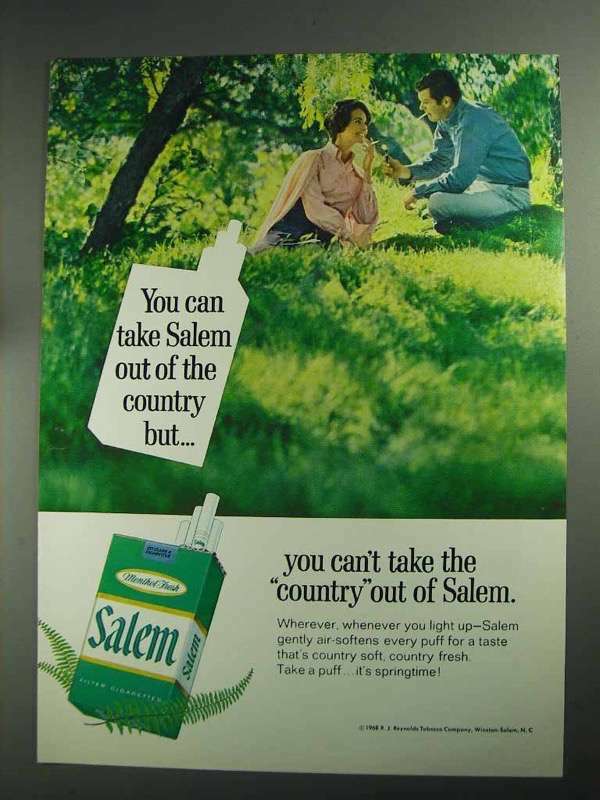 can you take cigarettes 1968 Salem Cigarettes Ad - You Can Take Out of Country