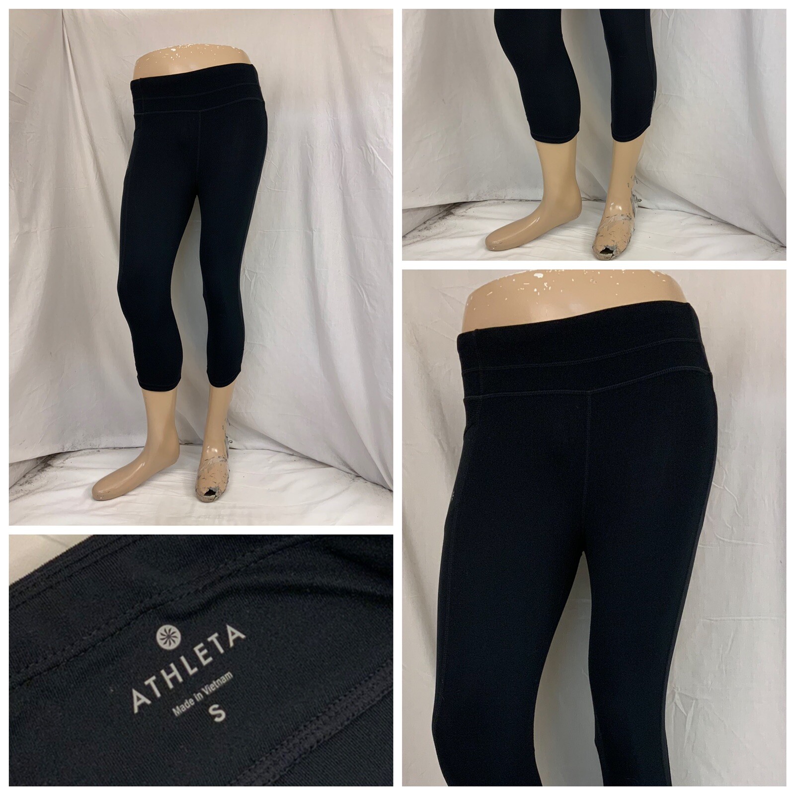 Athleta Black Knee-Length Yoga Leggings Stretch Polyester S YGI O2-173-image