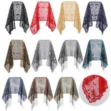 Womens Sequin Sheer Embroidery Shawls Wraps Cape 1920s Shoulder Wrap Scarves