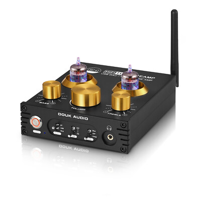Douk Audio P1 GE5725 Tube Preamp Bluetooth 5.0 USB DAC Headphone Amp APTX-HD