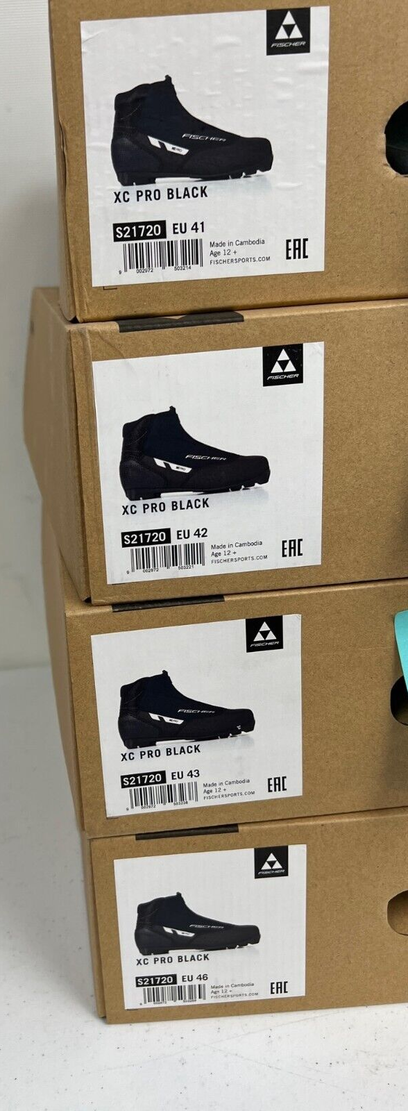 SALOMON Scarponi da sci di fondo Fischer XC Pro $130 nuovi con scatola NNN 41 42 43 46 uomo neri nordici