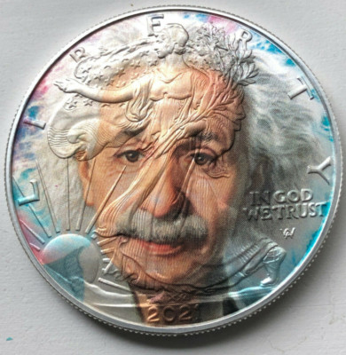 Albert Einstein - American Silver Eagle 1oz .999 Limited Ed. Silver Dollar Coin