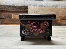 Hand painted Flower Napkin/Letter  Holder Vintage Toleware Fine Art Studio A3