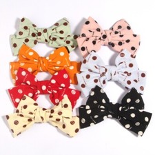 4.8" 12cm Polka Dot Print Barrettes Hair Bows No Clip Bow Knotted Chiffon