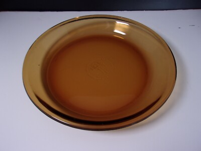 Vintage Anchor Hocking # 460 Fire King Amber Glass Pie Pan - USA