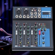 Mini Audio Mixer 4Channel Bluetooth USB DJ Sound Mixing Console Amplifier Studio