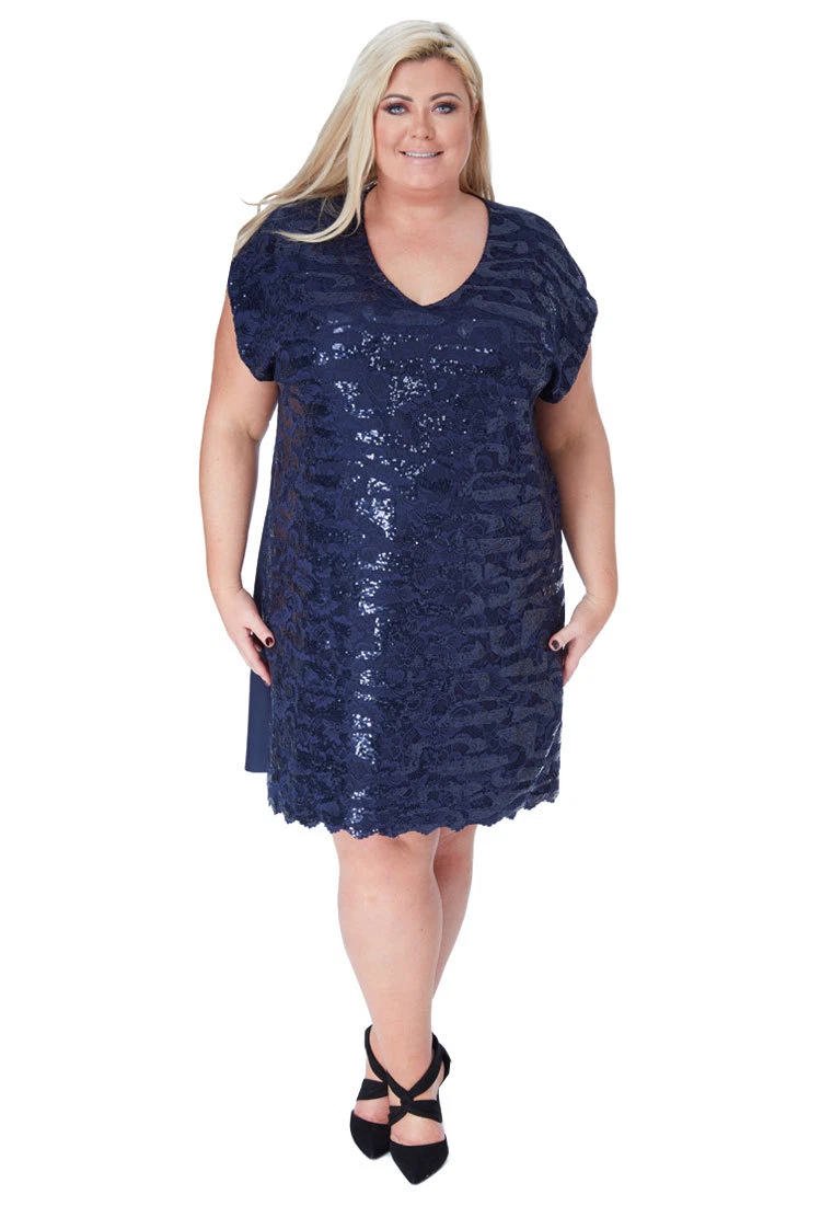 Gemma Collins Candice Navy Christmas Party Dress size 22 New Sequins | eBay