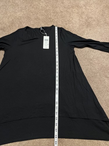 NWT Women Eileen Fisher Black Stretch Viscose Jersey Tunic Shirt XS 3/4 sleeve - Picture 7 of 9