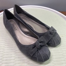 Franco Sarto L-Olivia Gray Suede Flat Loafer Shoes W/bow Sz.8M