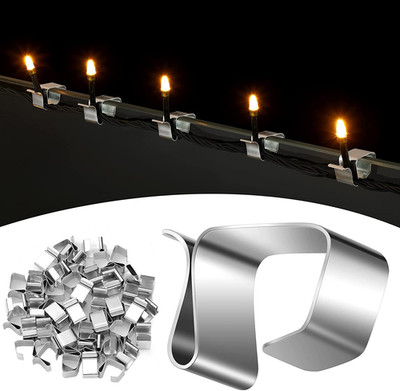 50 Pcs Lights Gutter Hook Clips for Hanging Outdoor Holiday Galvanized Lights Ro
