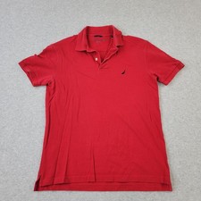 Nautica Polo Mens Small Red Slim Fit Embroidery Shirt