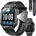 Military Smart Watch for Men 2.01 HD Screen Fitness Tracker Flashlight 100+Modes
