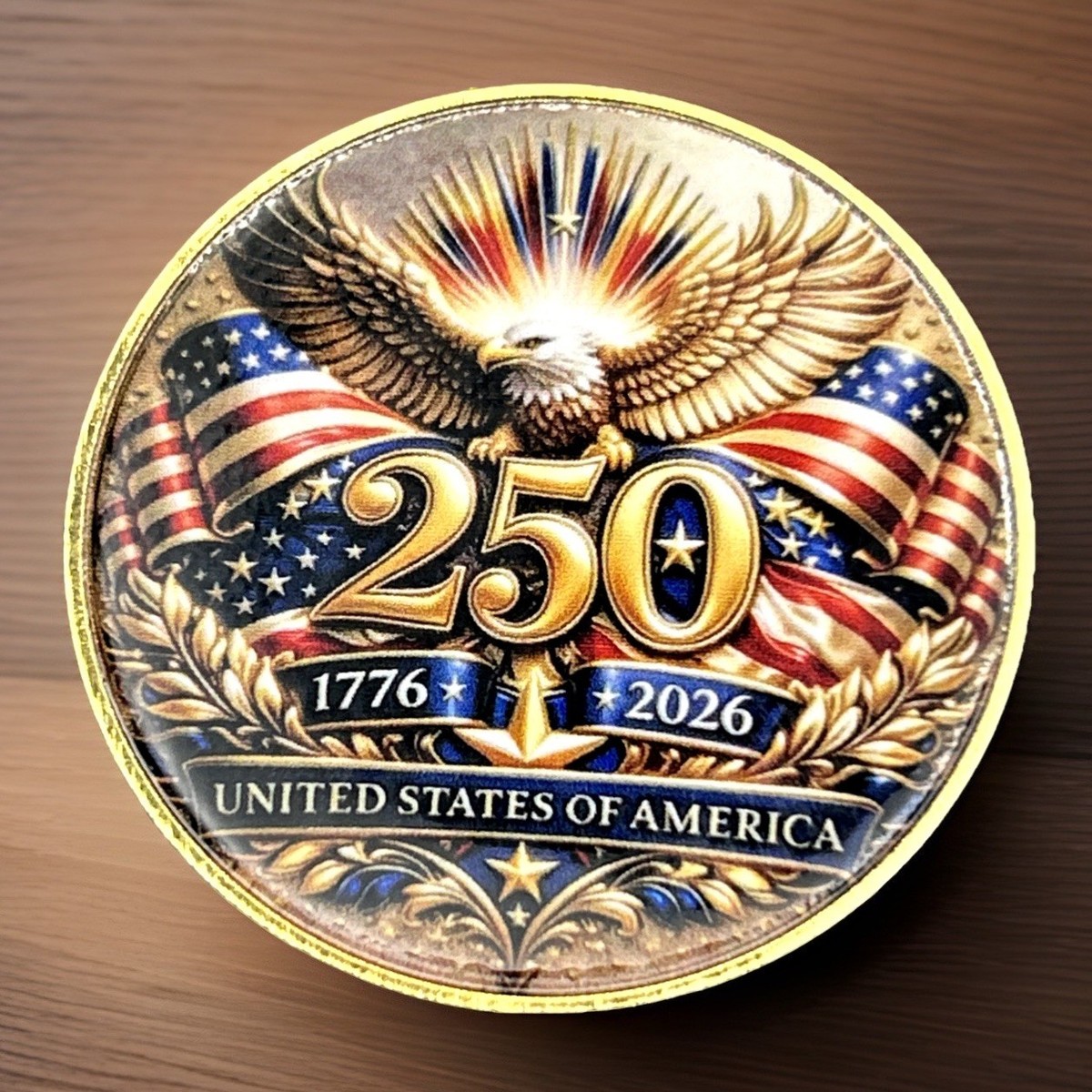 Pièce Commémorative – 250e Anniversaire USA (1776-2026) – Aigle Américain – Alliage – Collection