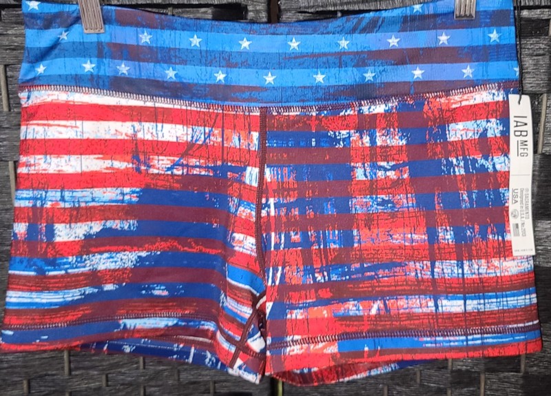IAB MFG July 4th American Flag Booty Workout Shorts size 12 XL NWT