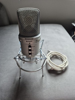 Samson G-Track USB Condenser Microphone w/ Built-in Audio Interface Silver Stand