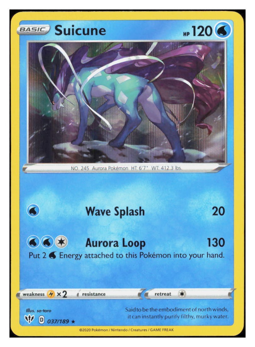 Suicune Holofoil Holo Rare SWSH03: Darkness Ablaze 037/189 NM M005