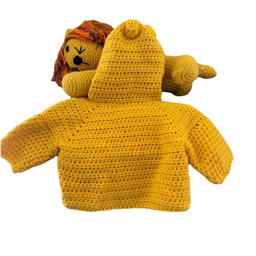 Set maglione bambino all'uncinetto abbinato imbottito leone amigurumi Giappone vintage MCM LEGGI - Foto 3 di 15