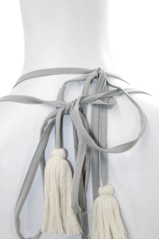 Maxi vestido sin mangas Love Shack elegante para mujer floral gris seda talla XS Foto 4 de 4