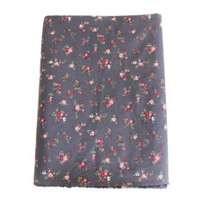 Black Charcoal Rose Fabric 49x108"Cotton Blend Coral Red Ditsy Floral 3yds