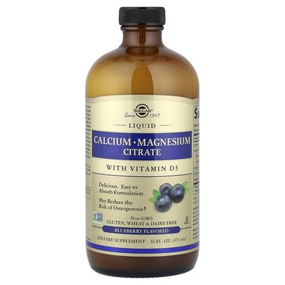 Liquid Calcium Magnesium Citrate with Vitamin D3, Blueberry, 16 fl oz (473 ml)