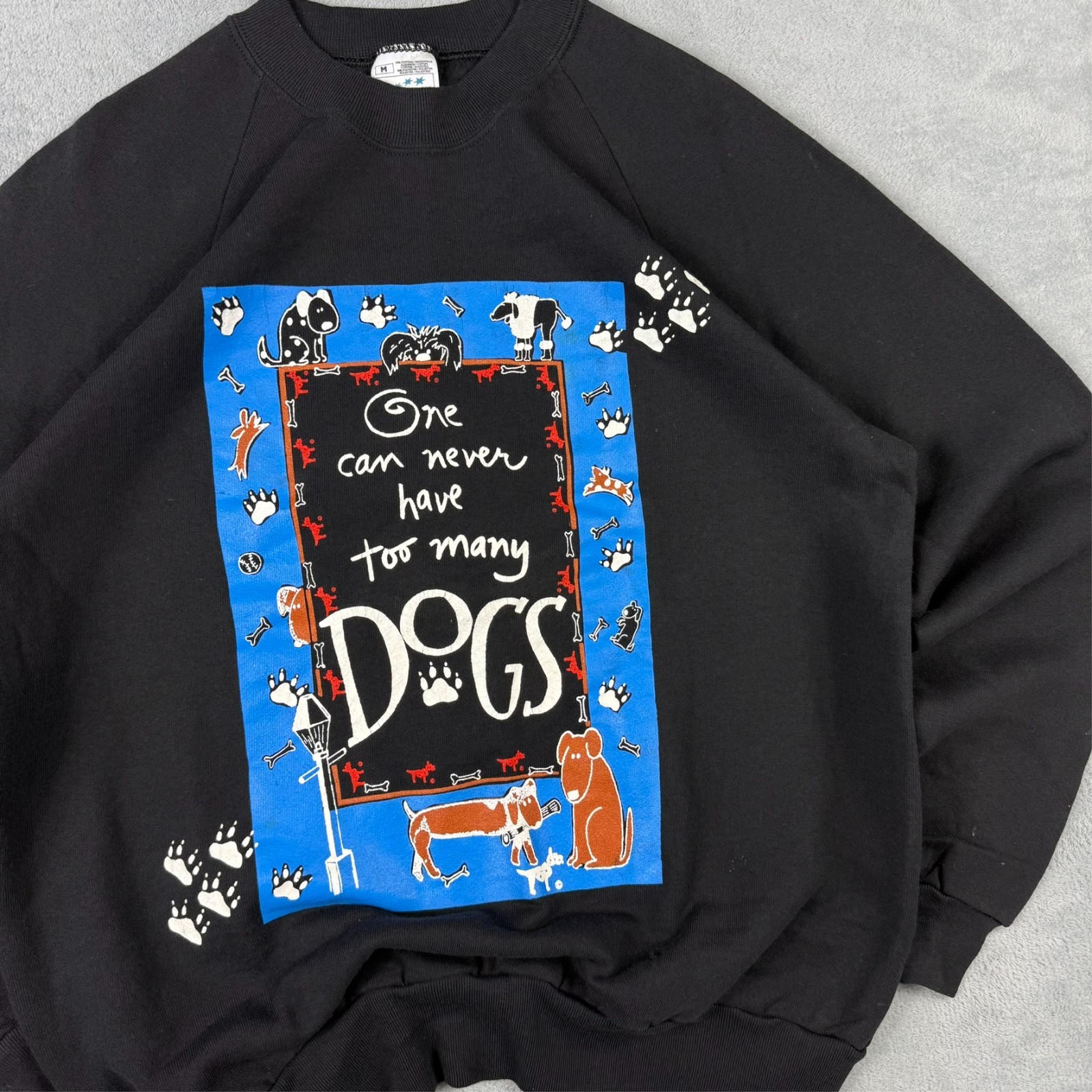VTG Screen Stars Fruit Of The Loom 1990s FOTL Dog Graphic Size Medium Sweatshirt image 5