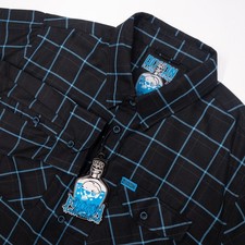 Camisa Dixxon Franela Cianuro Para Hombre 2XL Edición Limitada Manga Larga Negra A Cuadros
