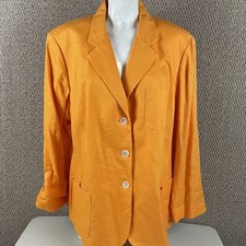 Ralph Lauren Blazer Jacket Women  s 20W 100 Linen Orange Coastal Minimalist R2