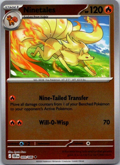 Ninetales 009/086 Uncommon Chaos Rising Pokemon Reverse Holo Near Mint