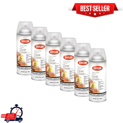 6 Pack Krylon I00500A07 Triple-Thick Crystal Clear High Gloss Spray Paint, 12 oz