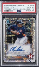 2021 BOWMAN CHROME PRSPCT AUTOS SPECKLE REFRACTOR PEDRO LEON 296/299 PSA 10 AUTO