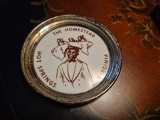 Vtg Rare Homestead Omni Resort Hotel Hot Springs VA Coaster Tray Black Waiter