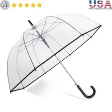 Clear Bubble Umbrella Windproof Waterproof Automatic Open Fiberglass Ribs New