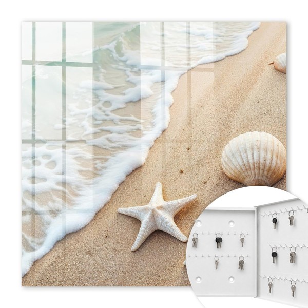 Weiß Wand SchlüSselkasten SchlüSselbox Aus Metall Strandparadies 30X30 Cm-image
