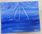Ocean Lightning WACHTEL Canvas Panel Blue Acrylic Painting 8x10