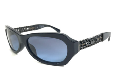 Chanel Sunglasses 5537-Q-A c.1725/S2 Blue Vendome Woven Leather with Blue Lenses