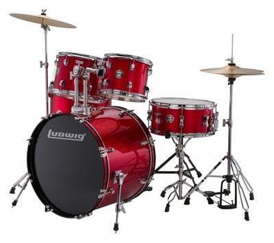 Ludwig Accent Fuse Red Hardware Schlagzeug Drum Set Becken Anfänger Einsteiger