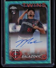JORDAN BALAZOVIC 2024 TOPPS CHROME UPDATE AQUA WAVE ON CARD AUTO RC AUTO 092/199
