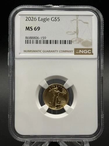 2026 Gold $5 Eagle NGC MS69 1/10th OZ