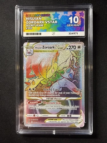 Pokemon TCG Hisuian Zoroark VStar 203/196 Lost Origin Rainbow ACE 10