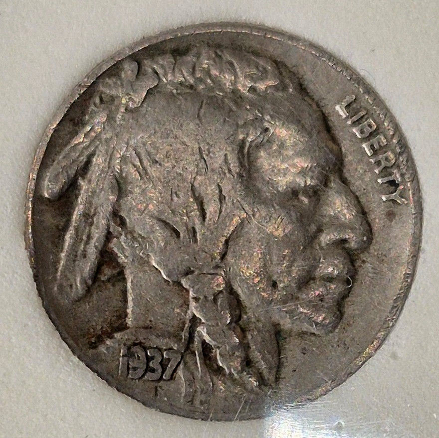 1937 Buffalo Nickel Fine Full Date Indian Head 5C Coin in Holder Raw Ungraded