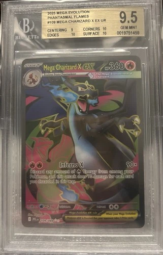 Mega Charizard x EX 109/094 Phantasmal Flames Holo - BGS 9.5