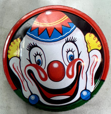 Vintage Tin Metal Halloween Clown Noisemaker 1940s-50s Incredible condition