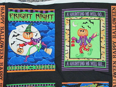HALLOWEEN PUMPKINS 4 UNIQUE HANGING COTTON FABRIC PANEL